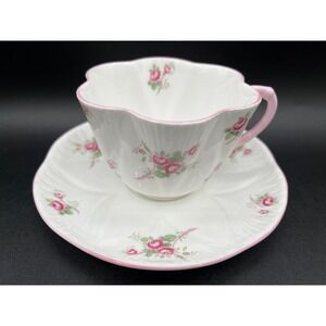 Vtg Shelley England Dainty Pink Rosebud Fine Bone China Teacup Saucer Rd 272101